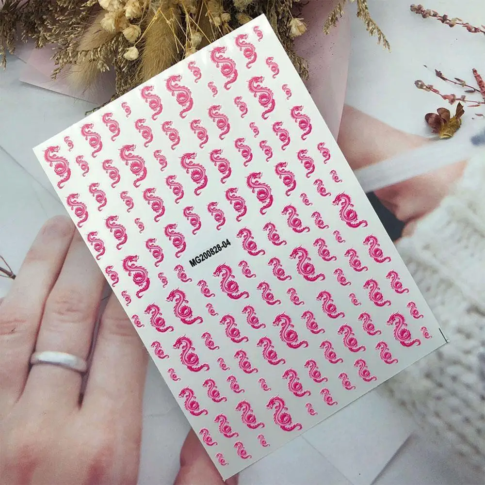 Новое поступление 3D наклейки для ногтей красный черный дракон дизайнерские