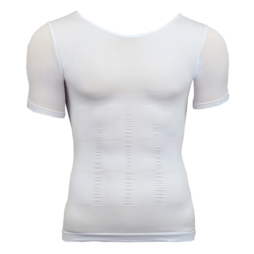 Мужская Летняя утягивающая корректирующая футболка с поясом на талии