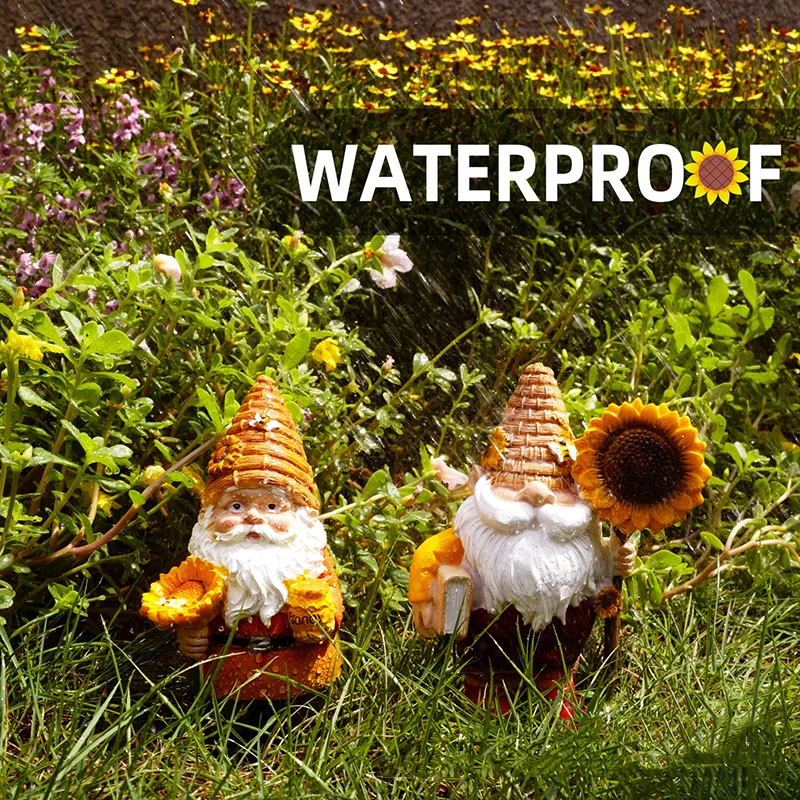

Gnome Decoration Beehive Gnome With Sunflower Bright Yellow and Tan Polyresin Outdoor Garden Statue Garden Statue Decor I88