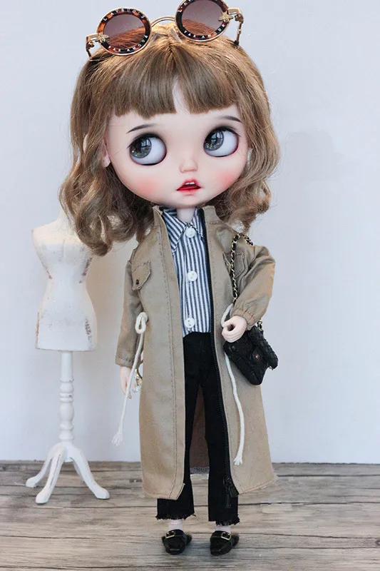 Одежда для кукол Blythes OB24 повседневная свободная версия длинного пальто тренчкот