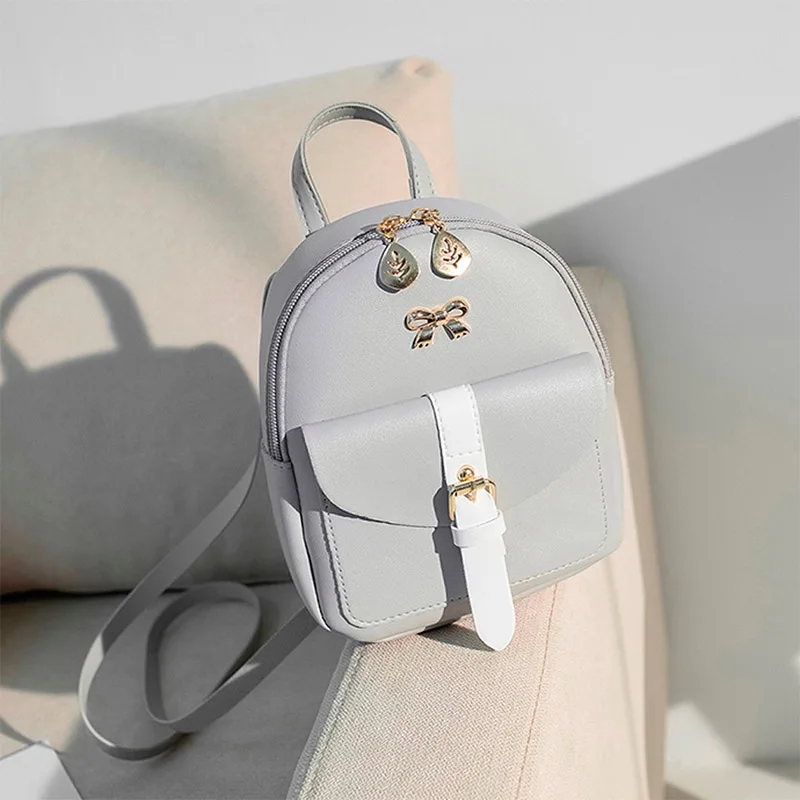 

Women's Mini Backpack PU Leather Kawaii Backpack Cute Graceful Bagpack Small School Bags for Girls Bow-knot Academic atmosphere