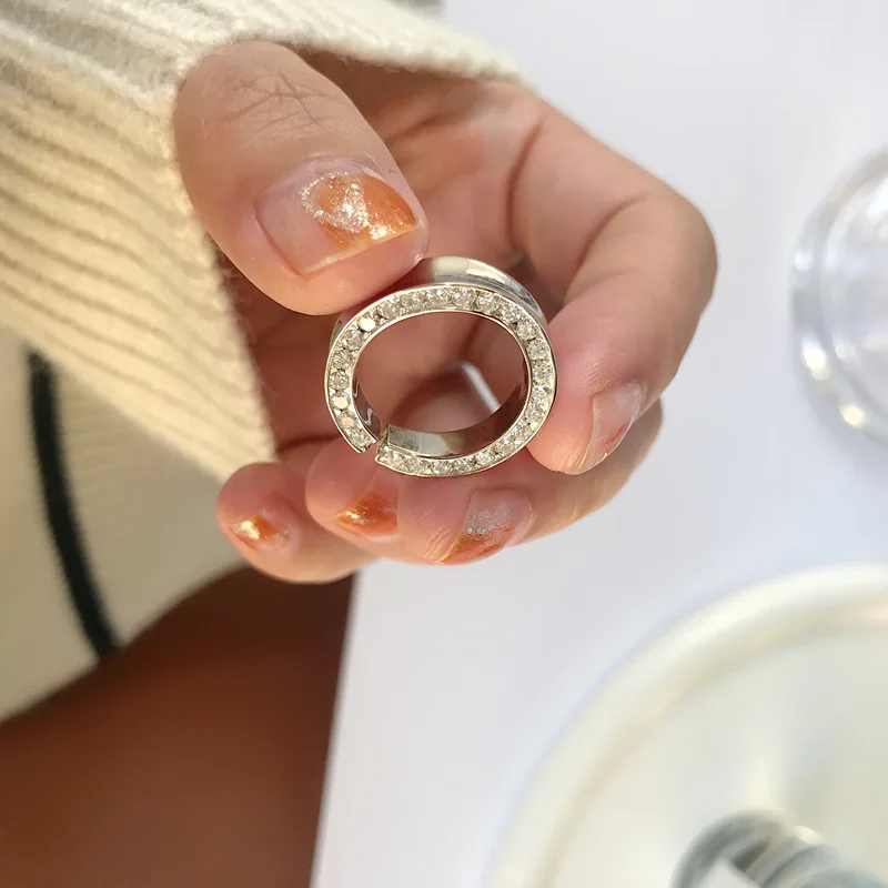 Silvology 925 Sterling Silver Irregular Concave Zircon Rings for Women Temperament Luxury Korea Rings 2021 Shine Fashion Jewelry