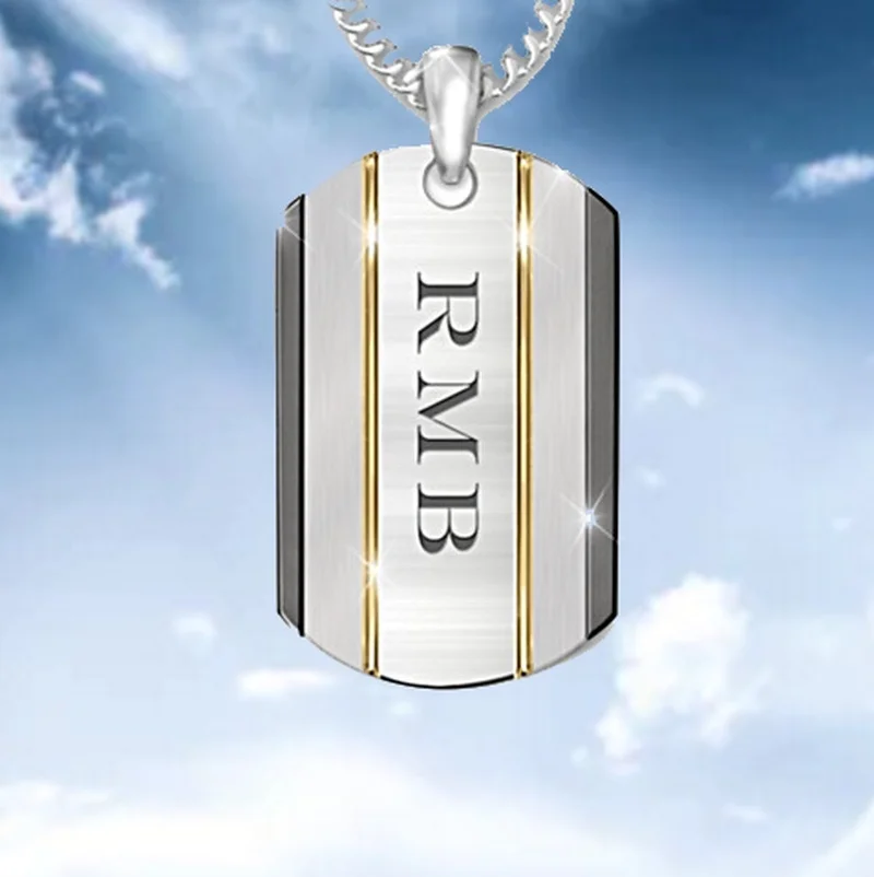 

Fashion simple military commemorative lettering necklace men and women banquet hip-hop accessories holiday gifts wholesale