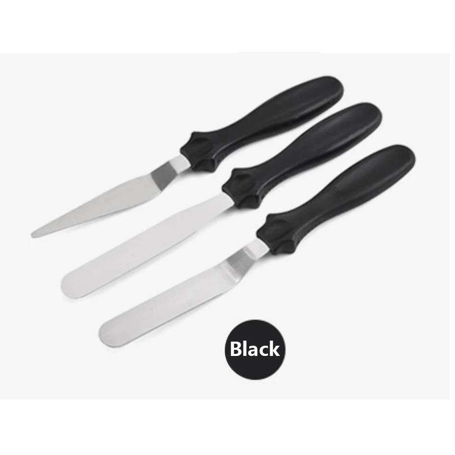 Black 10 дюймов нержавеющая сталь крем шпатель для торта DIY украшения торта инструменты кухонные инструменты масло торт крем шпатель - Цвет: Black
