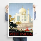 Дорожный плакат из Индии, винтажный рекламный плакат, высококачественный принт, принт Тадж-Махала, посетите Индию, домашний декор, 1930
