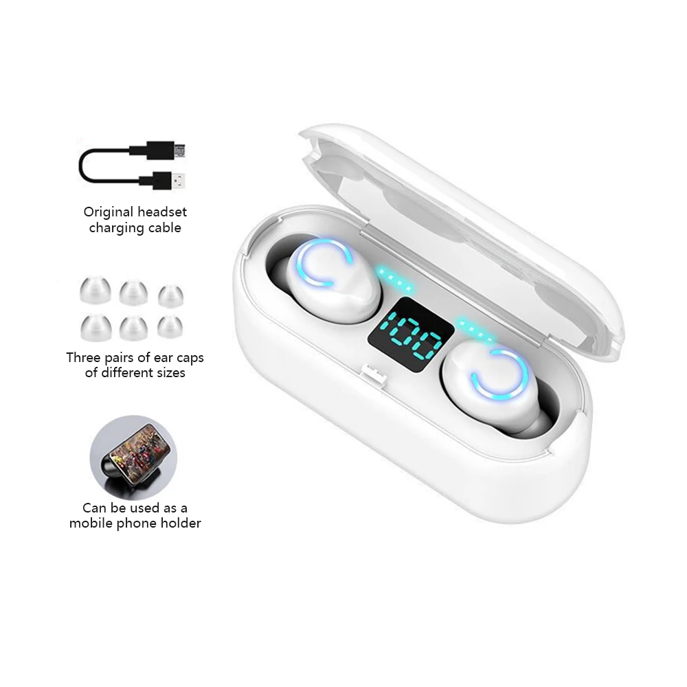 Беспроводная бинауральная мини гарнитура TWS Bluetooth 5 0 умный цифровой дисплей