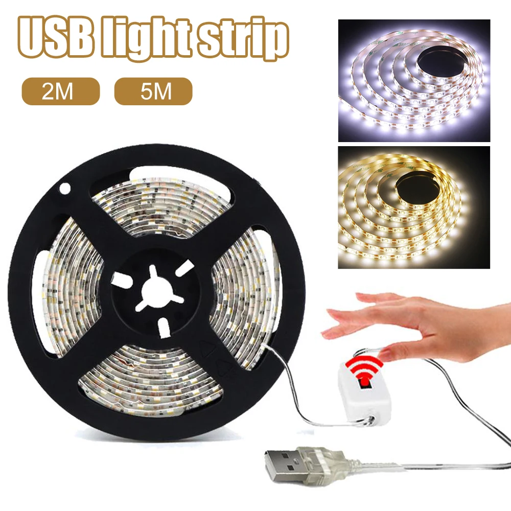 Светодиодная лента 2835SMD с питанием от USB гибкий светильник для шкафа кухни