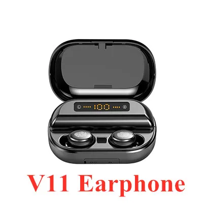 Black TWS 5,0 Bluetooth 8D стерео наушники IPX7 водонепроницаемые спортивные Беспроводные наушники с 4000 мАч Внешний аккумулятор светодиодный дисплей - Цвет: Black
