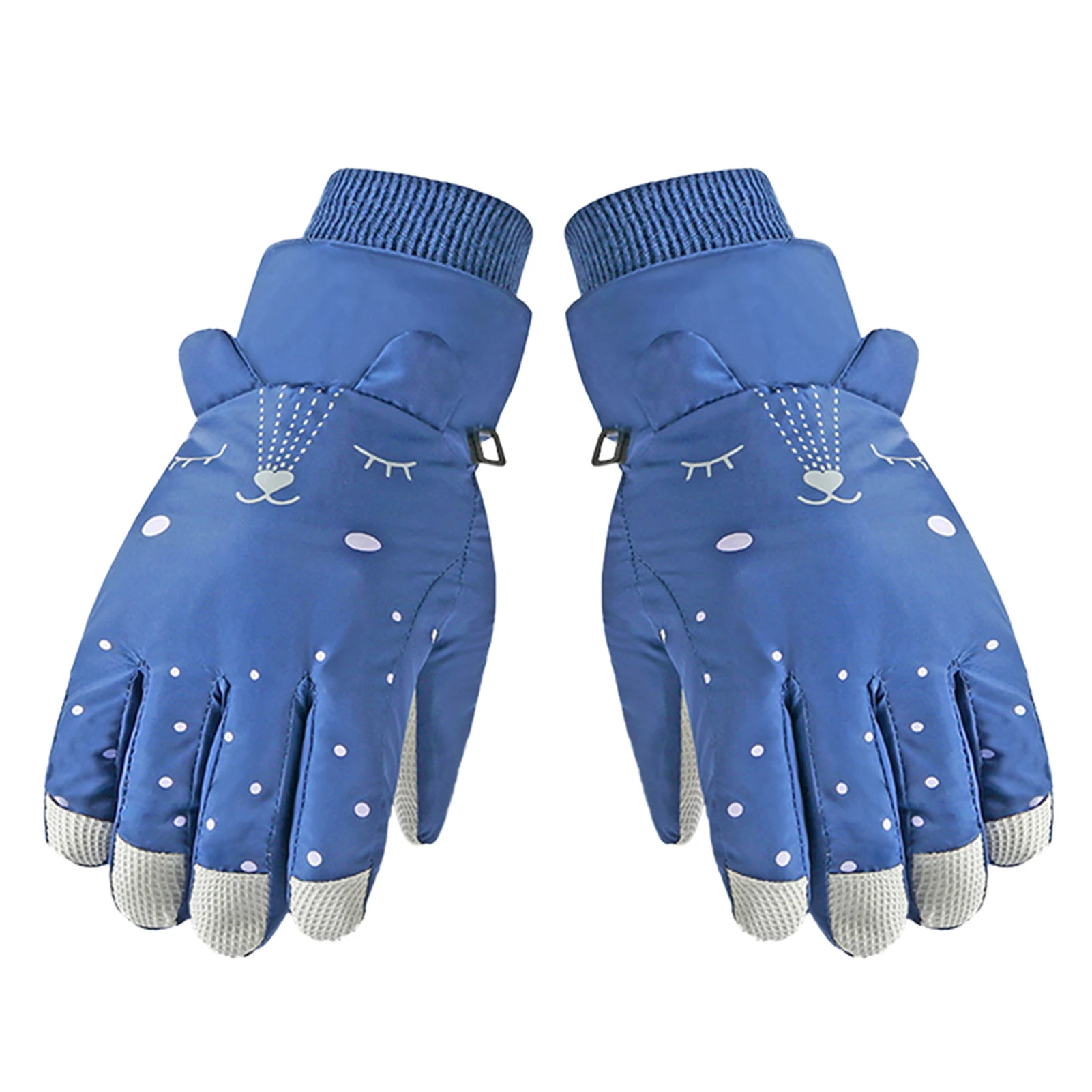 Детские зимние водонепроницаемые перчатки с мультяшными ушками теплые лыжные