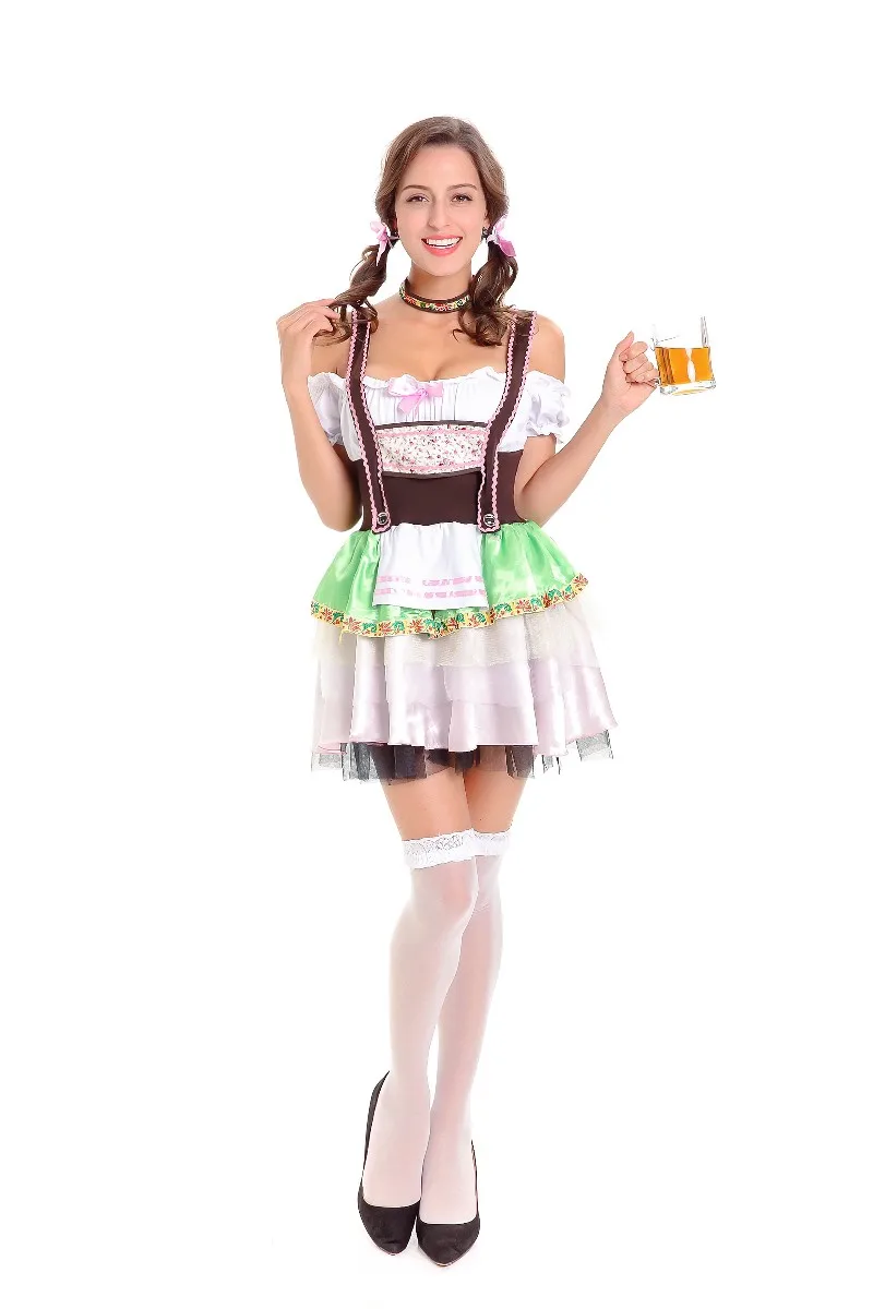 Sexy Women's Oktoberfest Beer Girl Costume Bavarian Traditional National Costume Dirndl Suspenders Mini Dress images - 6