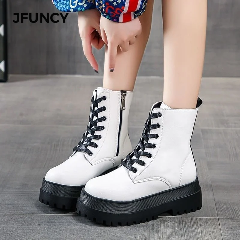 

Women's Platform Shoes Goth Boots Thick Heel Shoe for Women 2021 Fashion Woman High Heels Punk Short Booties Female Ankle Boot