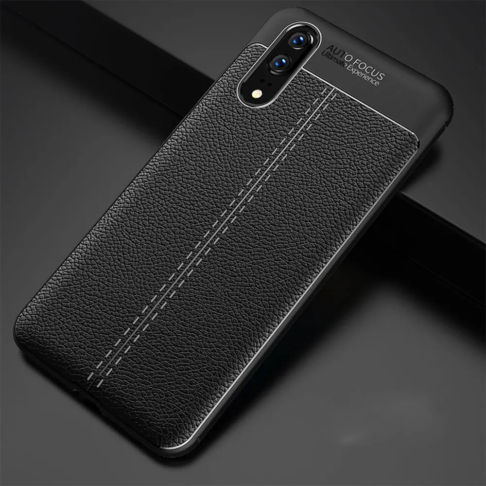 Черный Деловой мягкий гибкий силиконовый противоударный чехол для huawei Honor 7X 6A v9 play mate10 9 pro lite NOVA 2i 7 plus кожаный чехол - Цвет: Черный