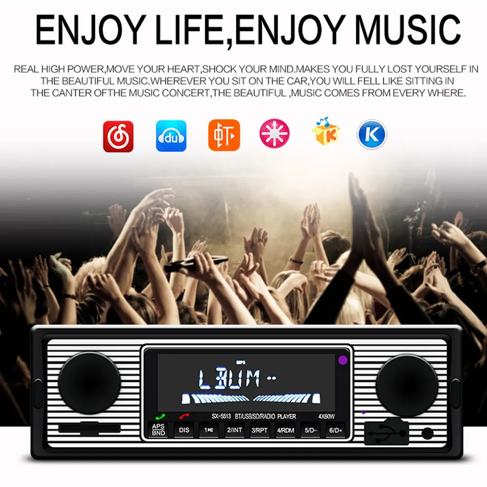 Автомагнитола 1 Din Bluetooth винтажная автомагнитола стерео MP3 плеер USB AUX SD