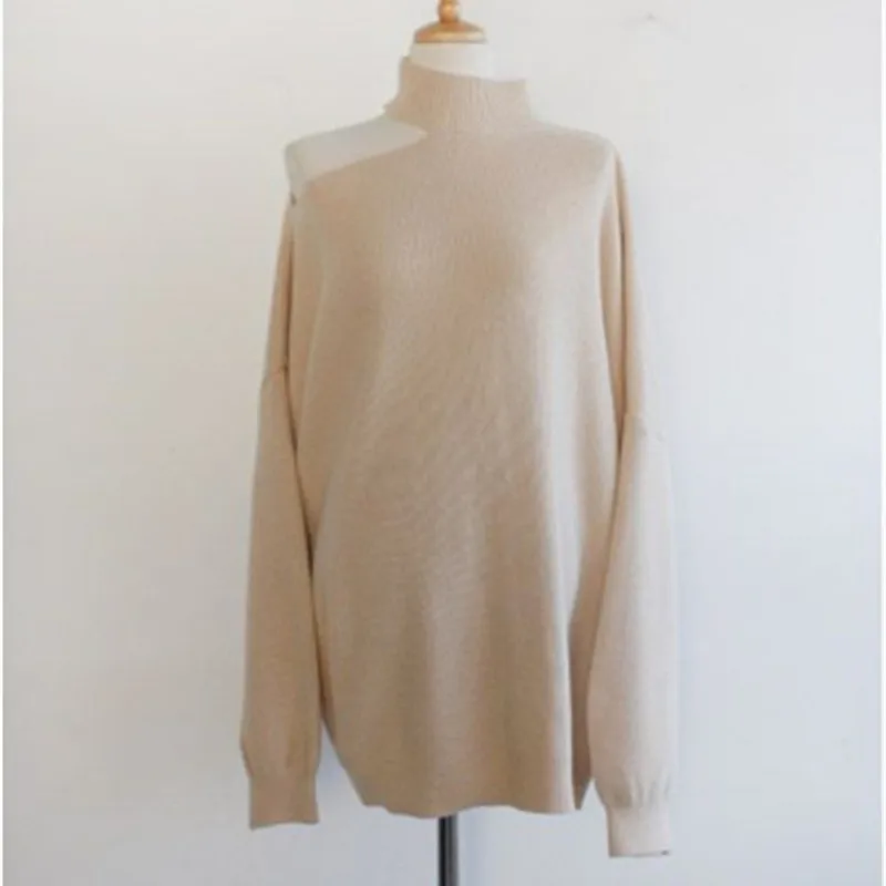 RUGOD New autumn korean chic sweater pullovers o neck off-shoulder solid knit pull fashion female elegant temperament tops