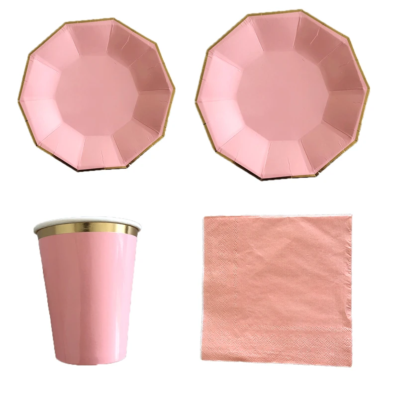40 шт./компл. бумага розового золота одноразовая посуда Рождество День Рождения