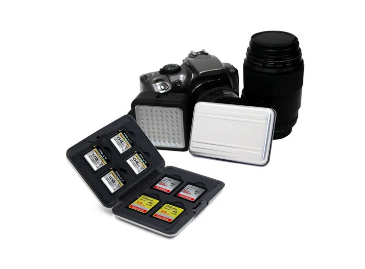 Новый портативный черный алюминиевый чехол для карты памяти 16 слотов (8 + 8) Micro SD SDHC