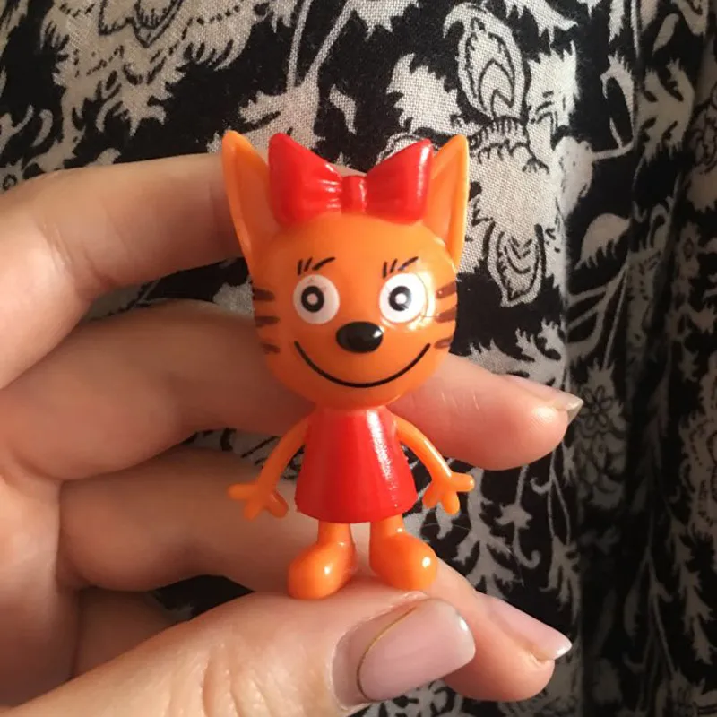 5 шт./лот полный набор три счастливых котенка фигурка из ПВХ миниатюрная модель