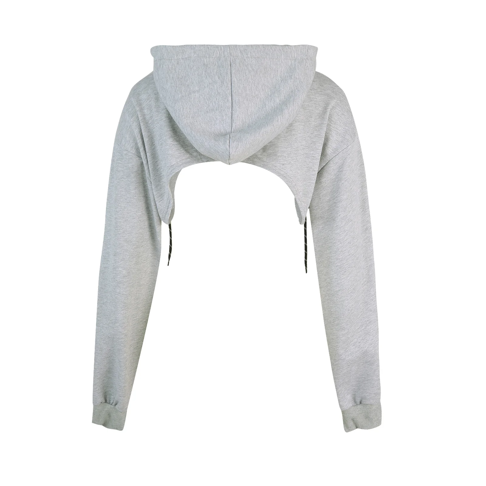 Женская укороченная толстовка с капюшоном однотонная свободная кофта длинным