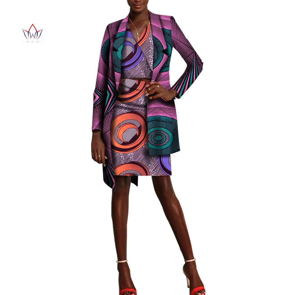

Комплект с юбкой в африканском стиле для женщин, комплект из трех предметов с V-образным вырезом, юбка Дашики, блузка и пальто, дизайнерский к...