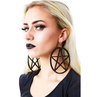 new big black pentagram acrylic hanging dangling earrings women lightweight bijoux classic large star ear jewelry brincos 2021