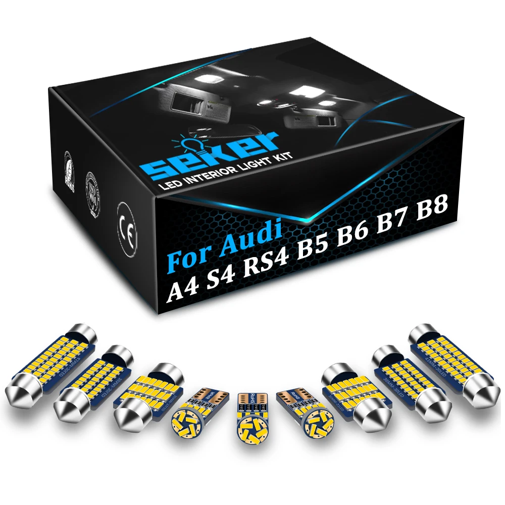 Seker Canbus Авто Внутренние светодиодные фонари для Audi A4 S4 RS4 B5 8D B6 B7 8E B8 8K Quattro Sedan Avant 1996
