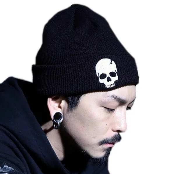 

Skull Personality Embroidery Beanies Skullies For Men Women Hip-Hop Hat European American Wool Hat Autumn and Winter Knit Hat