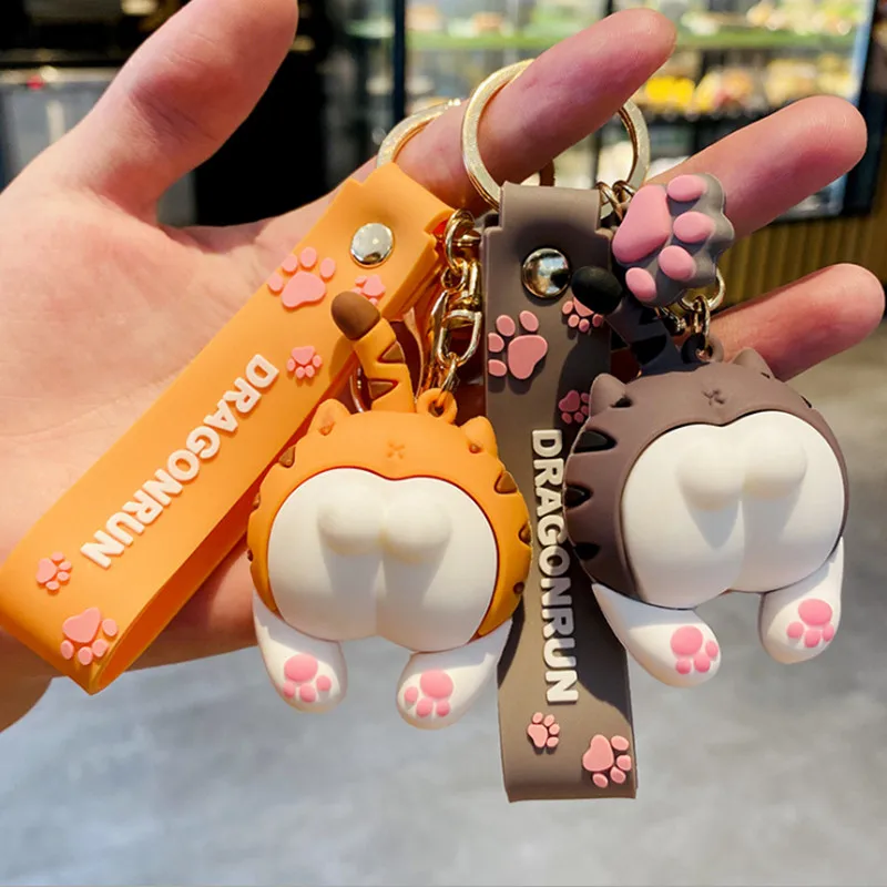 

Cat Butt Keychain Cartoon Female Cute Couple Lovers Pair Gift Bag Ornament Car Key Chain Lanyard Child Toy INS Kawaii Girl Gift