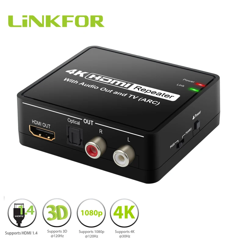 LiNKFOR HDMI к и оптический TOSLINK SPDIF + L/R стерео аудио экстрактор с функцией ARC сплиттер