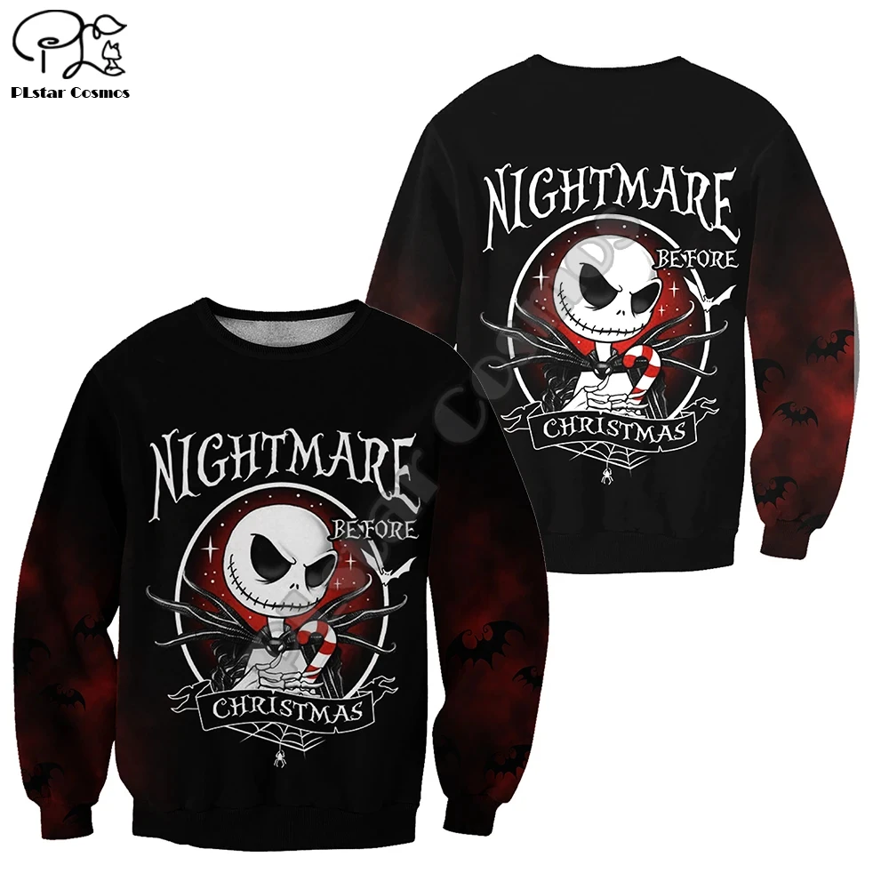 

PLstar Cosmos Halloween Nightmare before Christmas jack skellington Horror Funny Long Sleeve Women/Men 3DPrint Men's Hoodies A14