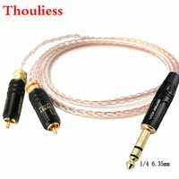 thouliess free shipping 14 6 35mm male to 2 rca male audio adapter cable 7n occ copper silver plated audio cable