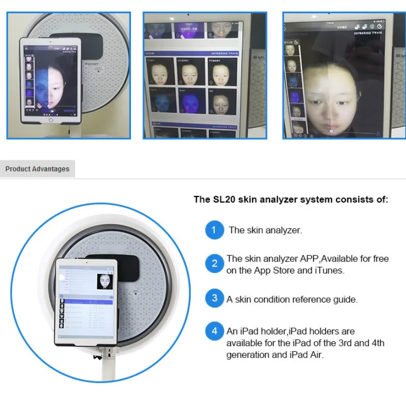 

3 Light Spectrum 10 Million Pixels Skin Scanner Analyzer Magic Mirror Facial Analysis Machine Digital Image Technologies