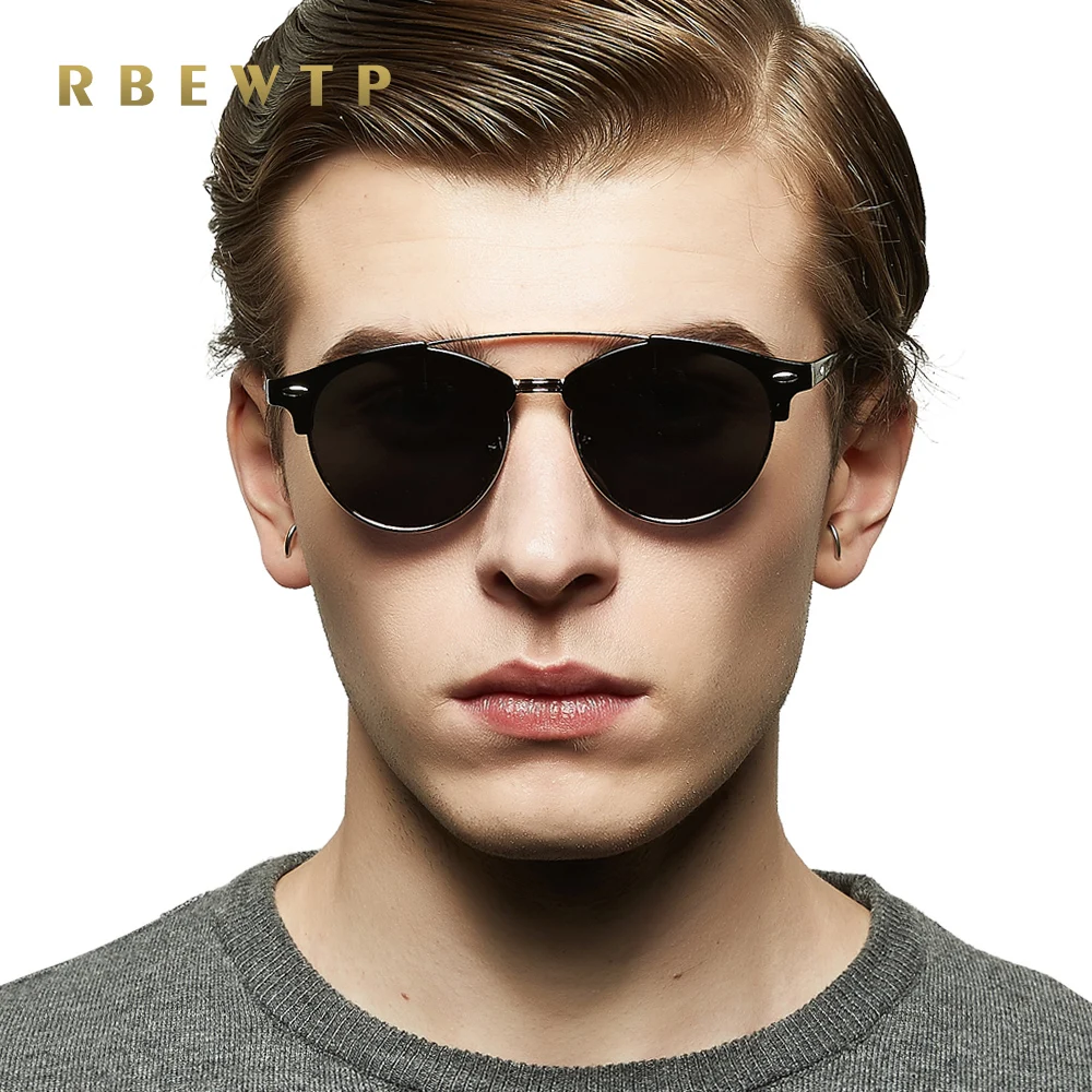 RBEWTP брендовые круглые поляризованные мужские солнцезащитные очки фирменный