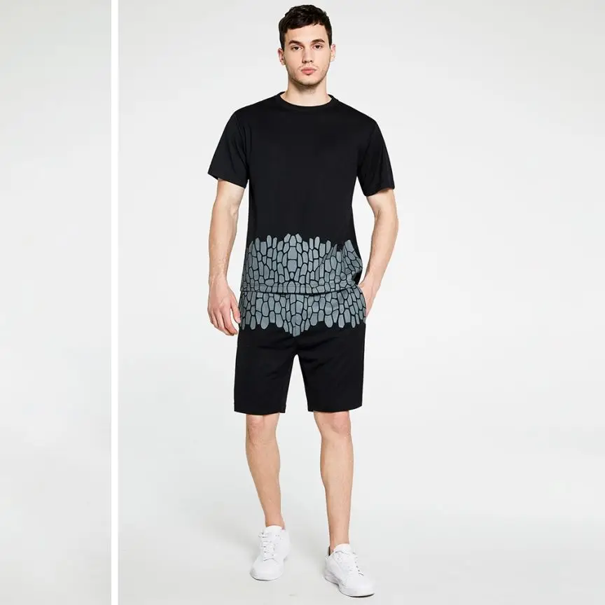 

Men's Suits Polyester Color Crack Fashion Leisure Relaxed Joker With Short Sleeves