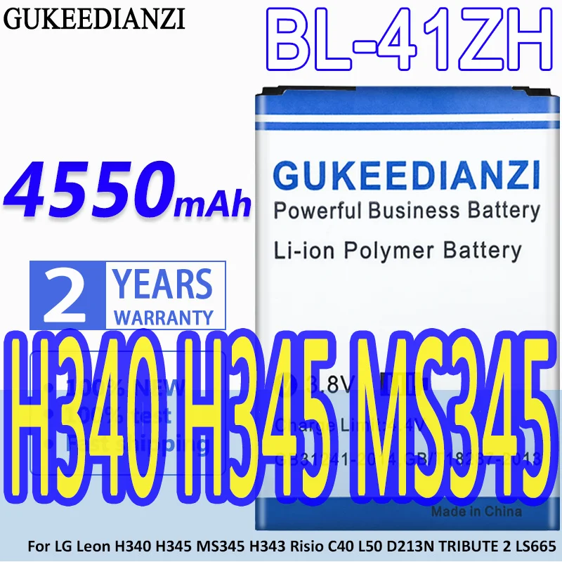 

BL-41ZH Battery For LG Leon H340 H345 MS345 H343 Risio C40 L50 D213N TRIBUTE 2 LS665 Smart Phone Rechargeable 4550mAh Battery