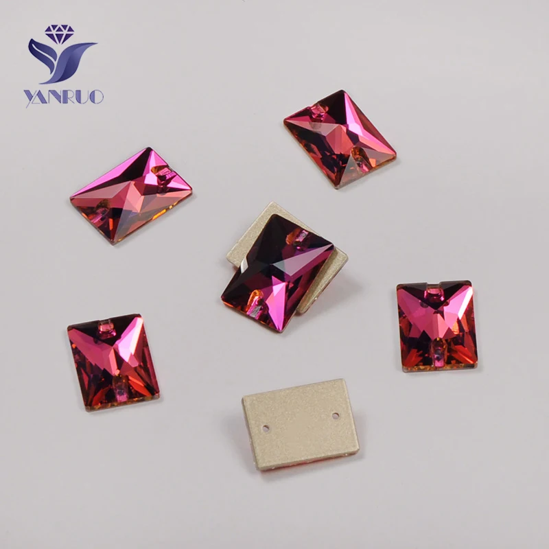 Янруо 3250 прямоугольная фуксия Flatback шитье Стразы шьют на стеклянные камни и