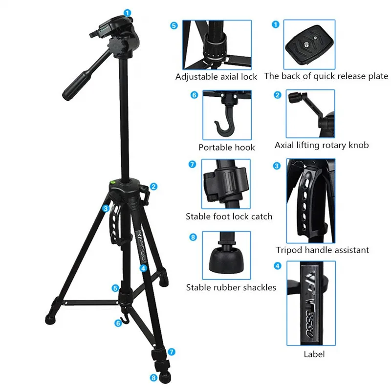 Портативный алюминиевый стойка-тренога для путешествий с регулируемой головкой для камер Canon Nikon Sony DV DSLR.
