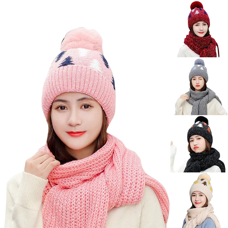 

Fashion New Winter Thick Warm Women's Knitted Handmade Scarf Retro Casual Pink Plush Bib Cute Scarf