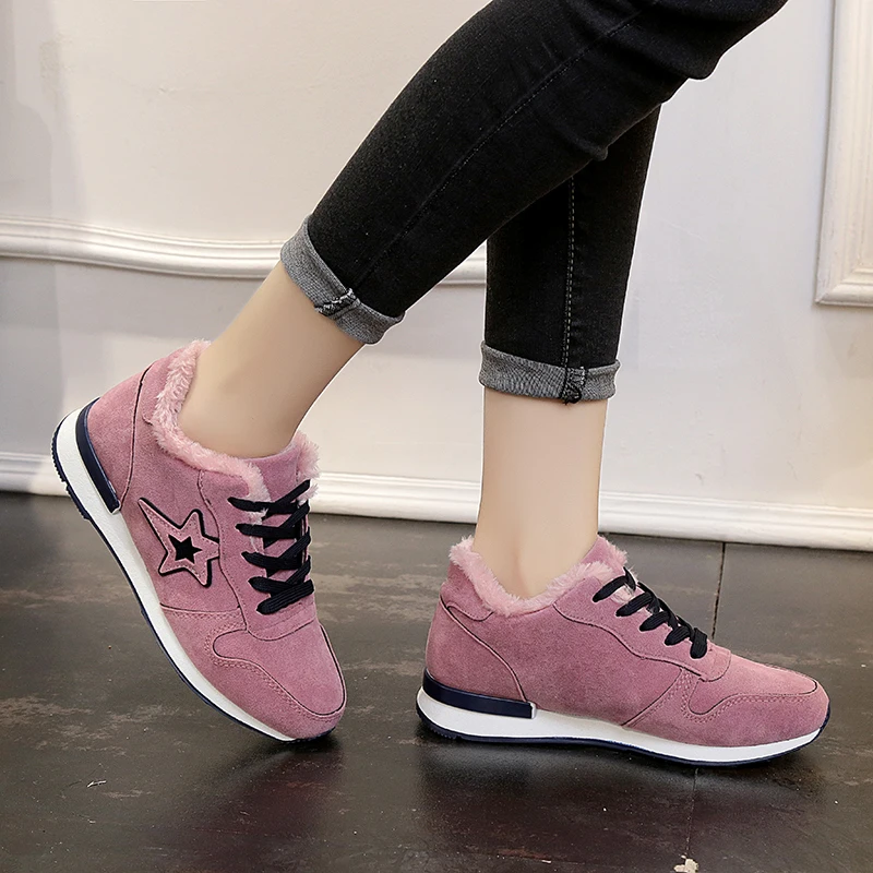 2020 Winter Plush Women Tennis Shoes Female Warm Comfortable Outdoor Jogging Sport Stable Athletic green walking Trainers | Спорт и