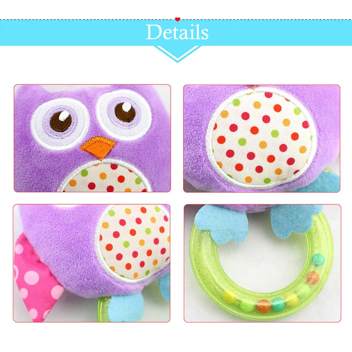 

Rattle the animal hand ring to give the child owl education gift cute cartoon to attract baby attention