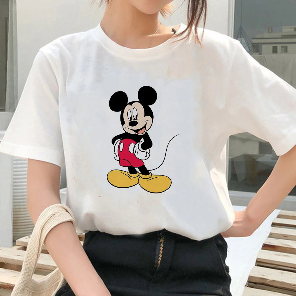 

Fashion Short Sleeve Female Disney Loose Soft Girl Top Tee Mickey Mouse Hands On Hips Print Women T Shirt Beautiful Streetwear