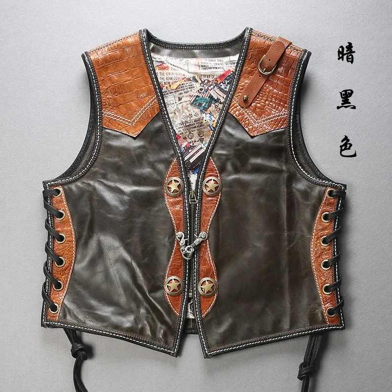 10036 прочтите описание! Винтажный жилет из коровьей кожи азиатского размера