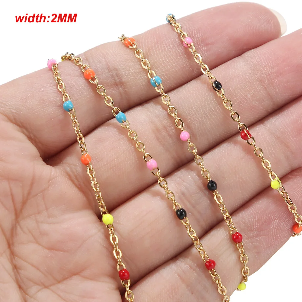 colorful stainless steel oil drip rolo oval link chain for DIY jewelry making 2MM width | Украшения и аксессуары