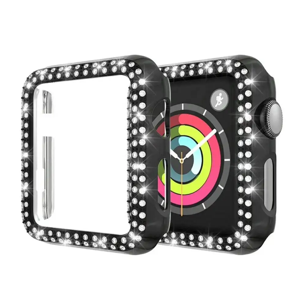 Двойной Алмазный пластиковый чехол из поликарбоната для Apple watch ремешка 40 мм 44 38 42