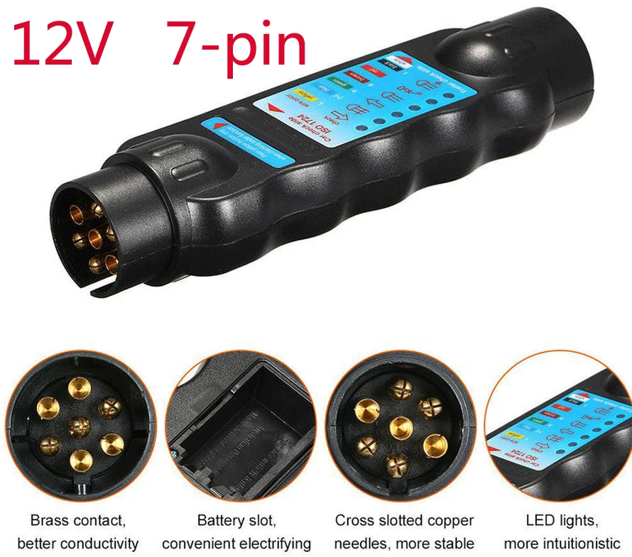 12v 7 Pin автомобиль и БУКСИРОВКА прицепа огни вилка и розетка кабельная проводка тестер цепи