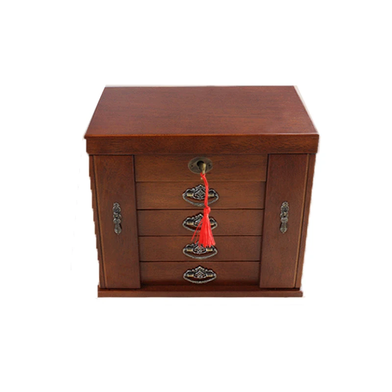 

Китайский классический коробка ювелирных изделий Изысканные твердой древесины Многослойные большая емкость шкатулка коробка для хранени...
