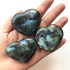 Натуральный Лабрадорит в форме сердца, пальмовый камень, лечебный драгоценный камень, минеральный кристалл рейки, чакра, полированный Карманный точильный камень, кристалл
