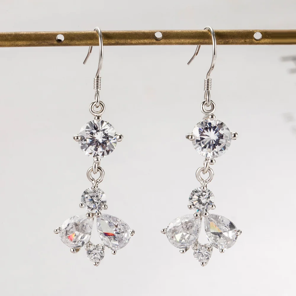

Noble Women's 925 Sterling Silver Earrings Cubic Zircon Inlaid Pendant Original Silver Earrings Luxury Jewelry Gifts for Ladies
