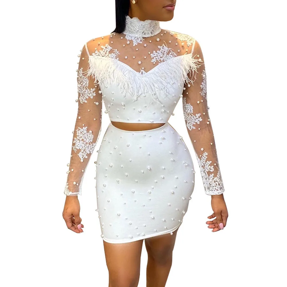 Комплект из двух предметов с бусинами летние модные Лоскутные Топы сетчатыми