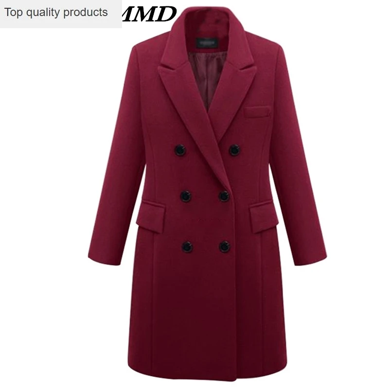 Новинка 2020 Осень зима Женское шерстяное пальто теплое большой размер
