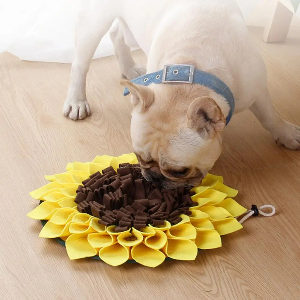 

Sunflower Shape Dog Snuffle Mat Puppy Training Sniffing Feeding Blanket Pet Pad Smell Training Food Dispenser